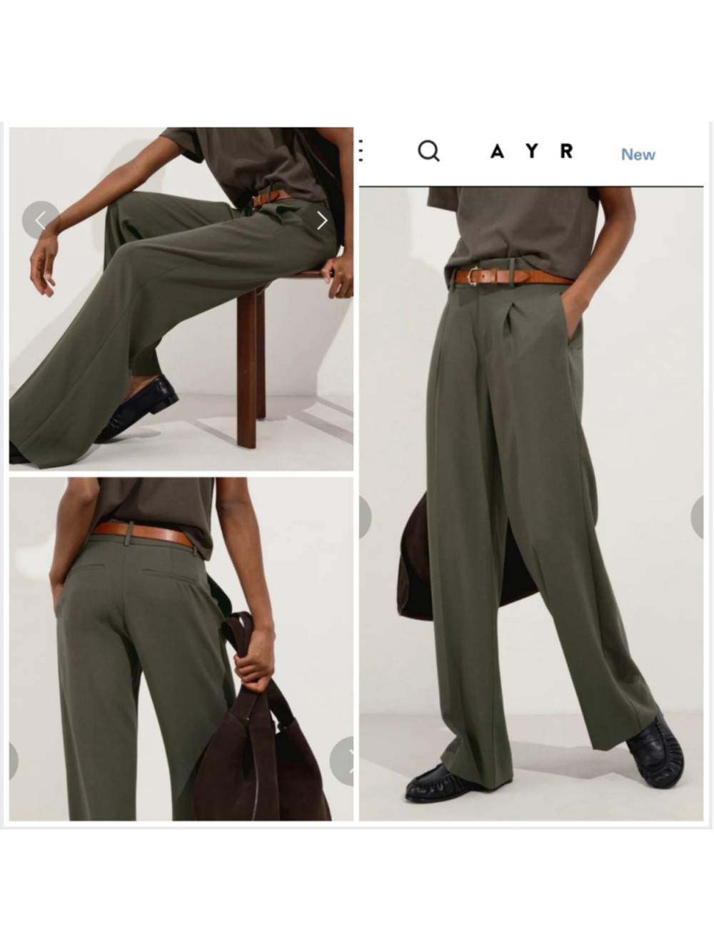 Women's AYR Headliner Trousers Dress Pants Size 10 Green Wide Leg Pleated